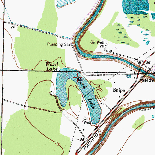 Topographic Map of Ward Lake, TX