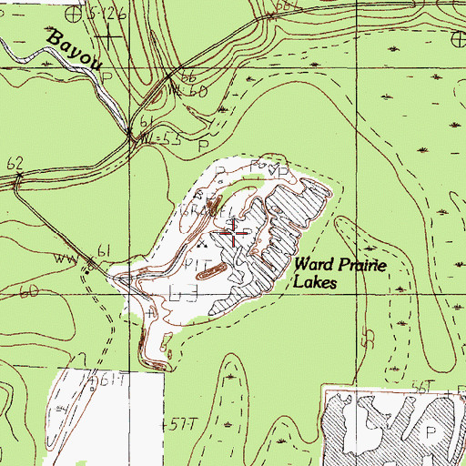 Topographic Map of Ward Prairie Lakes, TX
