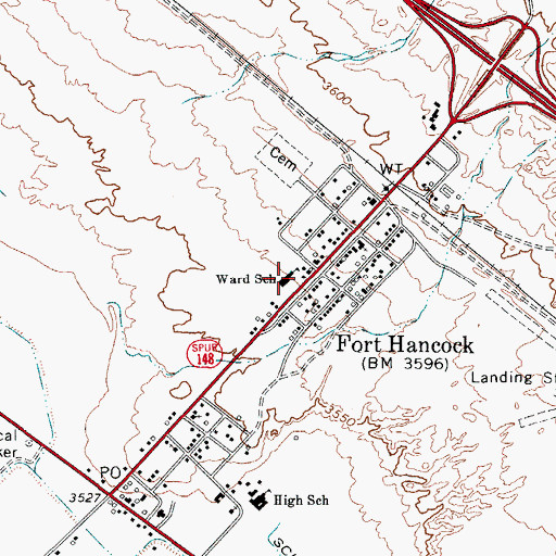 Topographic Map of Ward School, TX