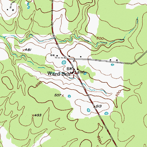 Topographic Map of Ward School, TX