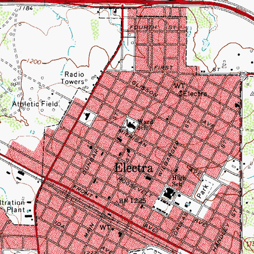 Topographic Map of Ward School, TX