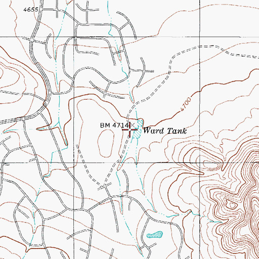 Topographic Map of Ward Tank, TX