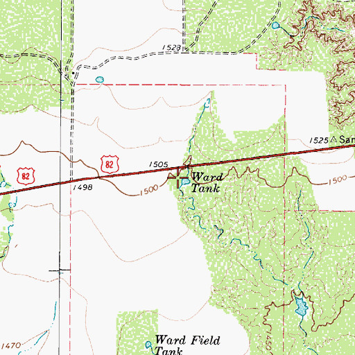 Topographic Map of Ward Tank, TX