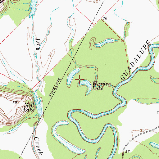 Topographic Map of Warden Lake, TX