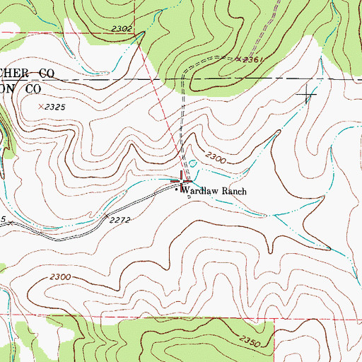Topographic Map of Wardlaw Ranch, TX