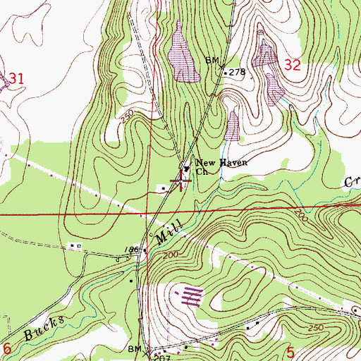 Topographic Map of New Haven Cemetery, AL