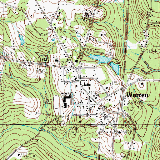 Topographic Map of Warren, TX