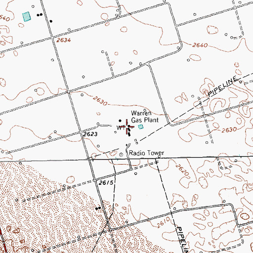 Topographic Map of Warren Gas Plant, TX