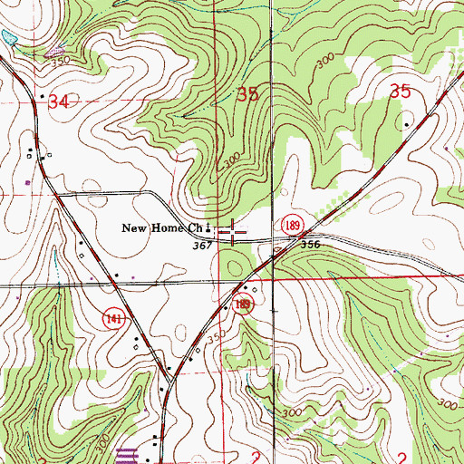 Topographic Map of New Home Cemetery, AL