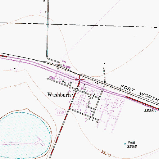 Topographic Map of Washburn, TX