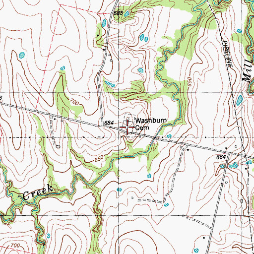Topographic Map of Washburn Cemetery, TX