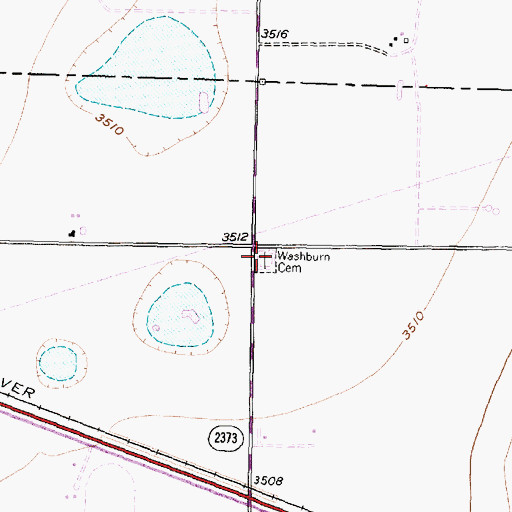 Topographic Map of Washburn Cemetery, TX