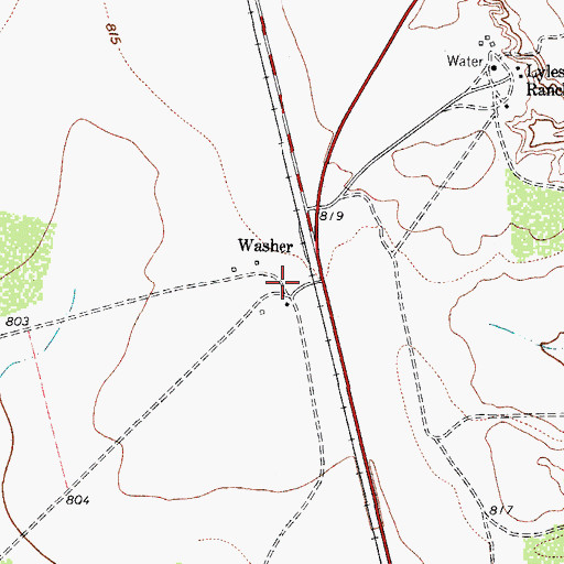 Topographic Map of Washer, TX