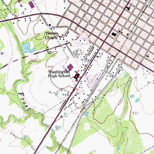 Topographic Map of Washington High School, TX