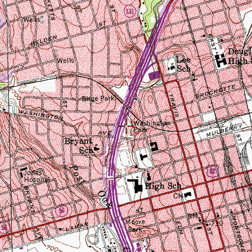 Topographic Map of Washington Park, TX
