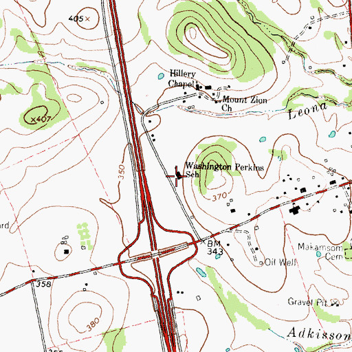 Topographic Map of Washington Perkins School, TX