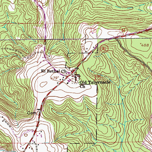 Topographic Map of Old Tabernacle Cemetery, AL