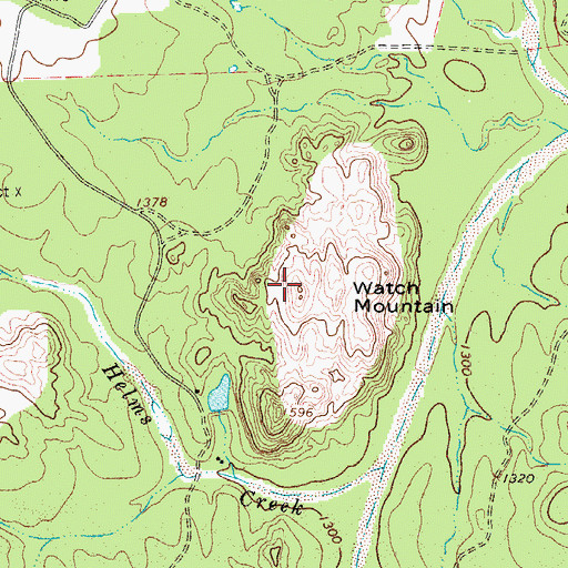 Topographic Map of Watch Mountain, TX
