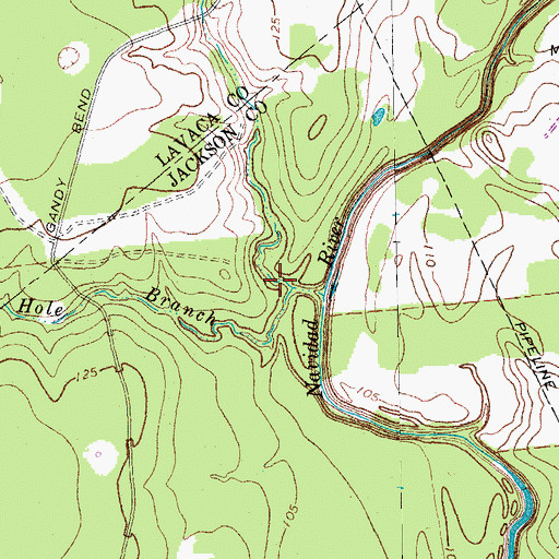 Topographic Map of Water Hole Branch, TX