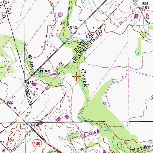 Topographic Map of Water Hole Creek, TX