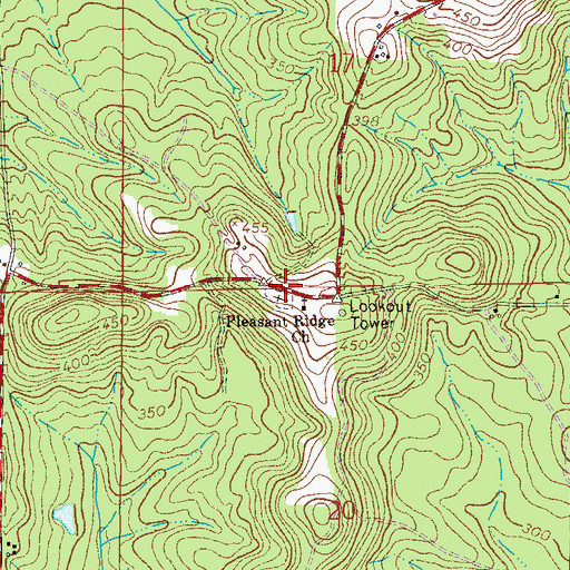 Topographic Map of Pleasant Ridge Cemetery, AL