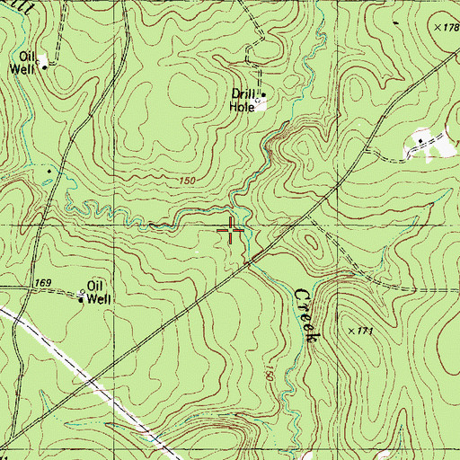 Topographic Map of Waterhole Creek, TX