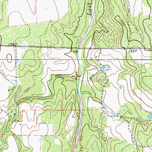 Topographic Map of Waterhole Creek, TX