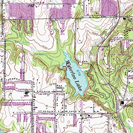 Topographic Map of Waterloo Lake, TX