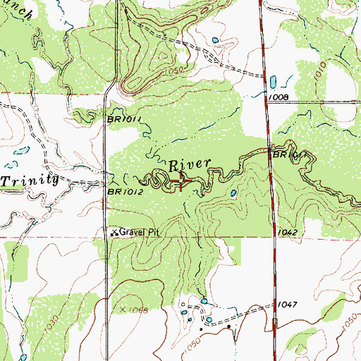 Topographic Map of Waters Branch, TX