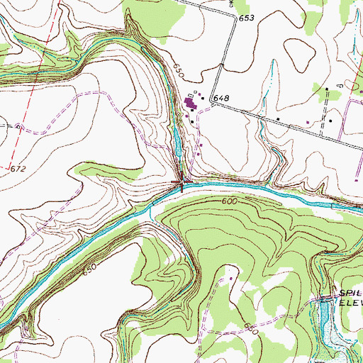 Topographic Map of Watkins Branch, TX