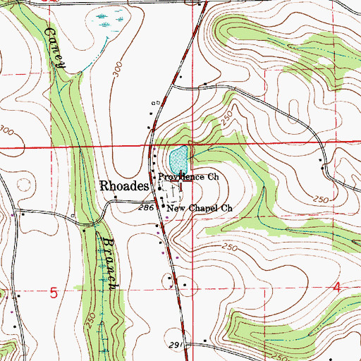 Topographic Map of Rhoades Cemetery, AL