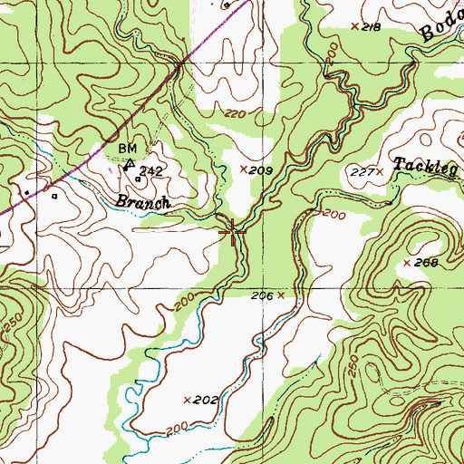 Topographic Map of Watson Branch, TX