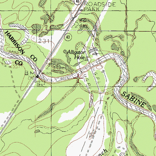 Topographic Map of Watson Branch, TX