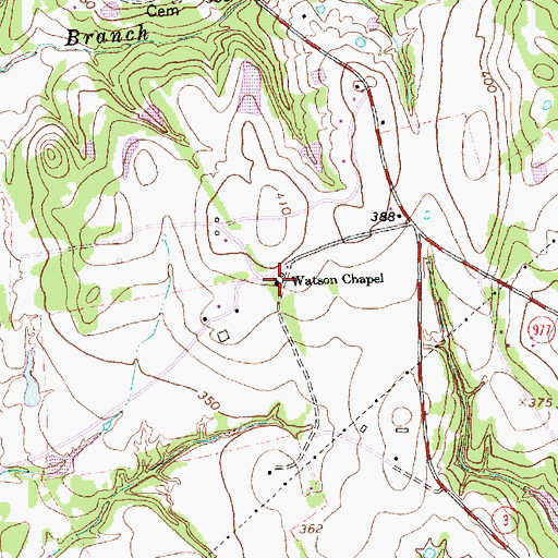 Topographic Map of Watson Chapel, TX