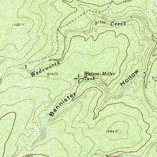 Topographic Map of Watson-Miller Tank, TX