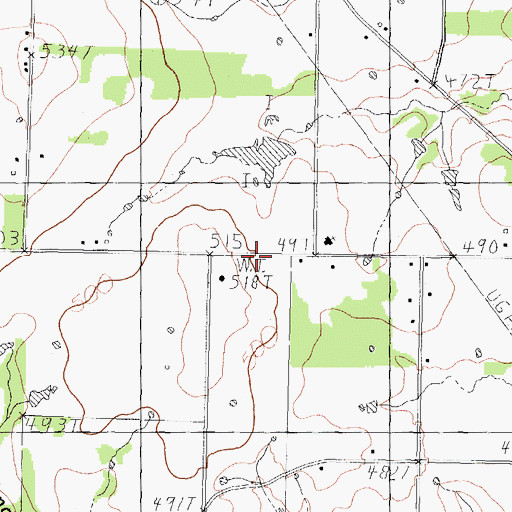 Topographic Map of Watts Church, TX
