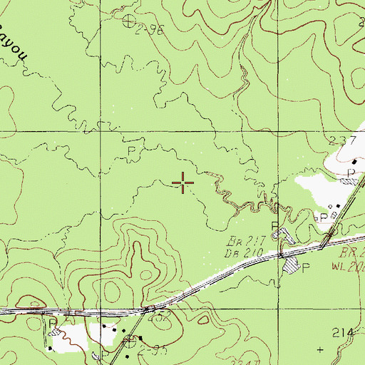 Topographic Map of Watts Creek, TX