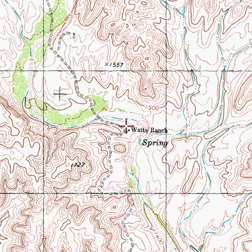 Topographic Map of Watts Ranch, TX