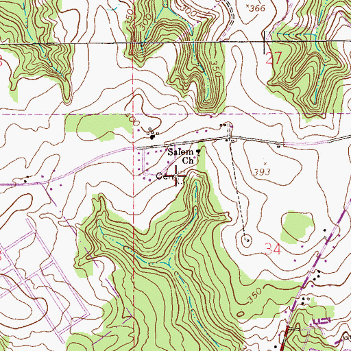 Topographic Map of Salem Cemetery, AL