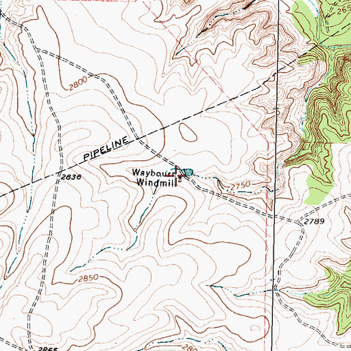 Topographic Map of Waybourn Windmill, TX