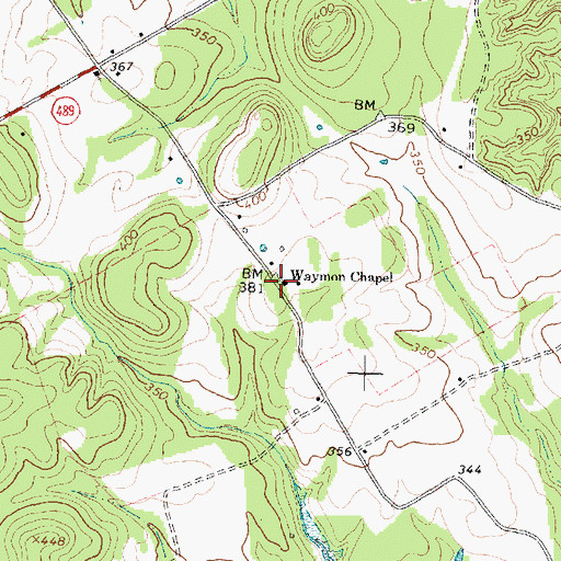 Topographic Map of Waymon Chapel, TX