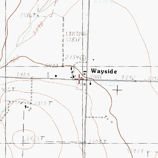 Topographic Map of Wayside, TX