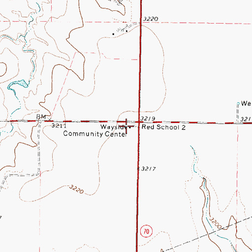 Topographic Map of Wayside Community Center, TX