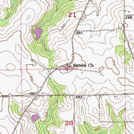 Topographic Map of Sardis Cemetery, AL