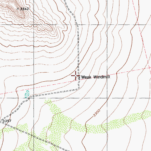 Topographic Map of Weak Windmill, TX