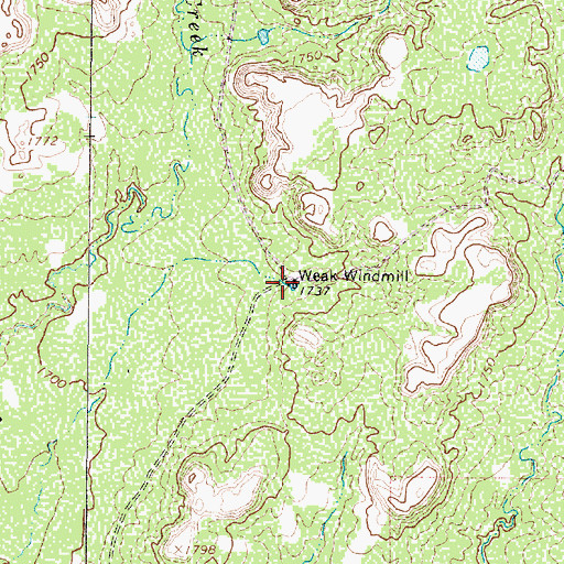 Topographic Map of Weak Windmill, TX
