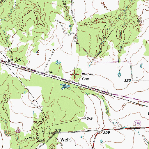 Topographic Map of Weaver Cemetery, TX