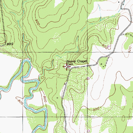 Topographic Map of Weaver Chapel Cemetery, TX