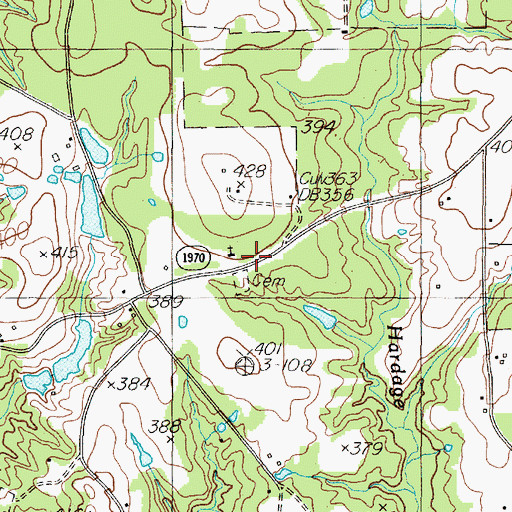 Topographic Map of Weaver Church, TX