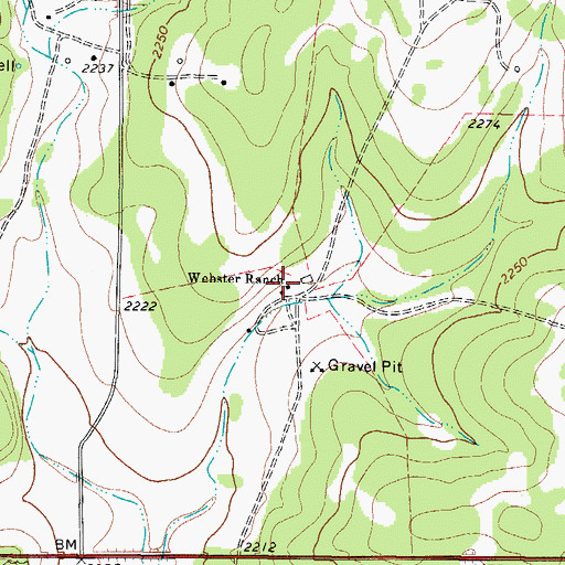 Topographic Map of Webster Ranch, TX